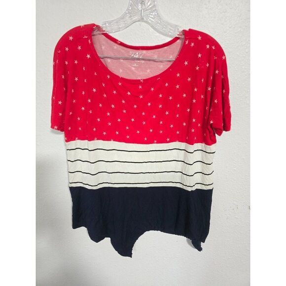 Maurices 24/7 Flawless Stars and striped Knot Hem Tee patriotic womens Medium - Picture 1 of 4
